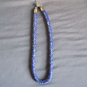 Blue beaded choker necklace